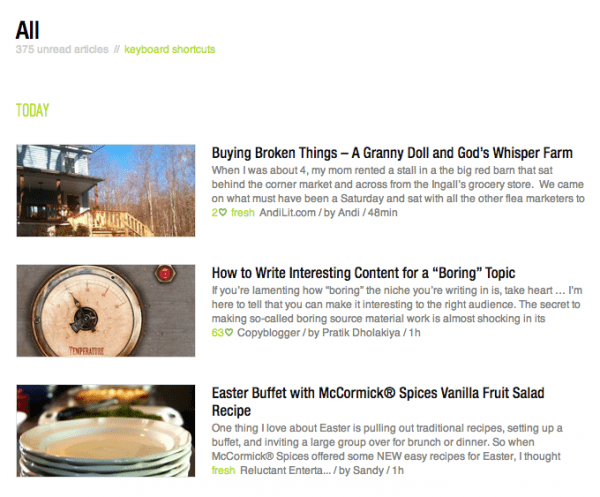 feedly timeline view - design by insight